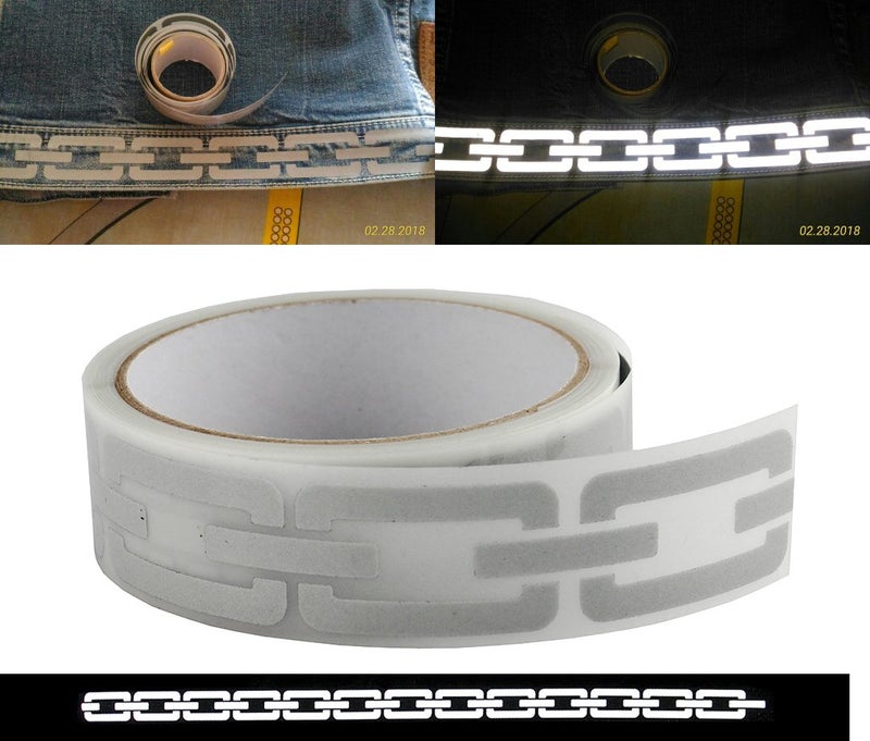 JINBING 1" Safety Heat Transfer Vinyl Film DIY Silver Reflective Iron on Fabric Clothing Tape M31 (1" x 33ft) - Image 2